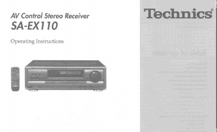 TECHNICS SA-EX110 AV CONTROL STEREO RECEIVER OPERATING INSTRUCTIONS INC CONN DIAGS AND TRSHOOT GUIDE 20 PAGES ENG