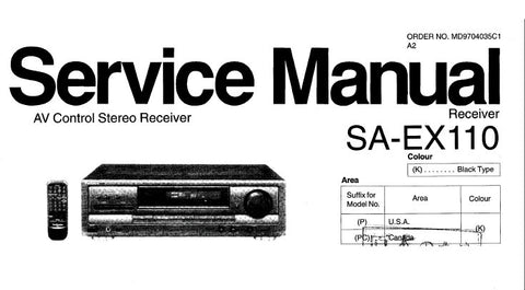 TECHNICS SA-EX110 AV CONTROL STEREO RECEIVER SERVICE MANUAL INC TRSHOOT GUIDE BLK DIAG WIRING CONN DIAG SCHEM DIAGS PCB'S AND PARTS LIST 32 PAGES ENG