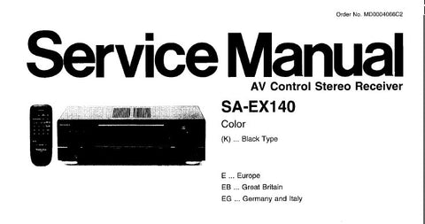 TECHNICS SA-EX140 AV CONTROL STEREO RECEIVER SERVICE MANUAL INC TROUBLESHOOT GUIDE BLK DIAG WIRING CONN DIAG SCHEM DIAGS PCB'S AND PARTS LIST 44 PAGES ENG