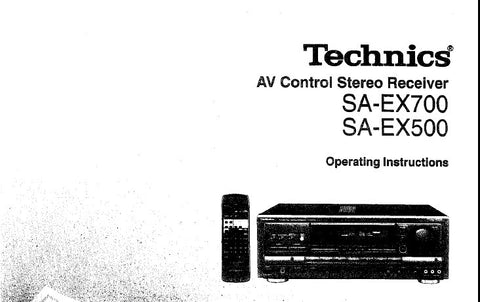 TECHNICS SA-EX500 SA-EX700 AV CONTROL STEREO RECEIVER OPERATING INSTRUCTIONS INC CONN DIAGS AND TRSHOOT GUIDE 33 PAGES ENG