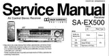 TECHNICS SA-EX500 AV CONTROL STEREO RECEIVER SERVICE MANUAL INC TRSHOOT GUIDE BLK DIAG WIRING CONN DIAG SCHEM DIAGS PCB'S AND PARTS LIST 61 PAGES ENG