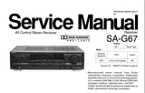 TECHNICS SA-G67 AV CONTROL STEREO RECEIVER SERVICE MANUAL INC TRSHOOT GUIDE BLK DIAG WIRING CONN DIAG SCHEM DIAGS PCB'S AND PARTS LIST 44 PAGES ENG