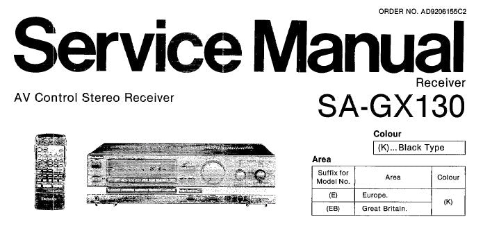 TECHNICS SA-GX130 AV CONTROL STEREO RECEIVER SERVICE MANUAL INC CONN DIAGS BLK DIAGWIRING CONN DIAG SCHEM DIAG PCB'S AND PARTS LIST 24 PAGES ENG