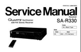 TECHNICS SA-R330 QUARTZ SYNTHESIZER AM FM STEREO RECEIVER SERVICE MANUAL INC CONN DIAGS BLK DIAG PCB'S SCHEM DIAG AND PARTS LIST 28 PAGES ENG