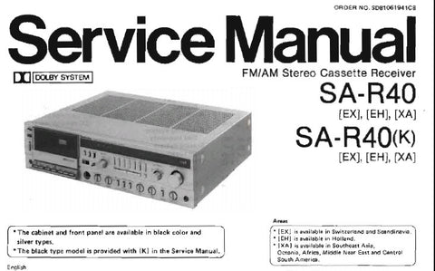 TECHNICS SA-R40 SA-R40 (K) FM AM STEREO CASSETTE RECEIVER SERVICE MANUAL INC SCHEM DIAGS PCB'S BLK DIAGS AND PARTS LIST 32 PAGES ENG