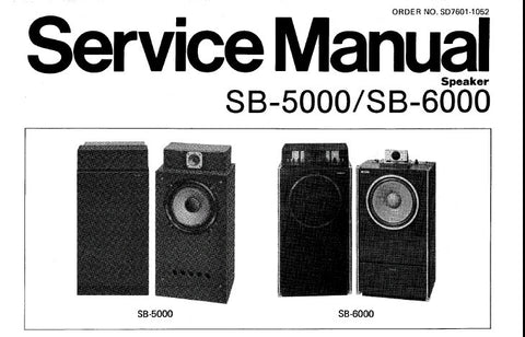 TECHNICS SB-5000 SB-6000 HIFI SPEAKER SYSTEM SERVICE MANUAL INC SCHEM DIAGS PCB'S AND PARTS LIST 5 PAGES ENG