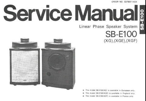TECHNICS SB-E100 LINEAR PHASE SPEAKER SYSTEM SERVICE MANUAL INC SCHEM DIAG PCB AND PARTS LIST 9 PAGES ENG