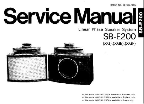 TECHNICS SB-E200 LINEAR PHASE SPEAKER SYSTEM SERVICE MANUAL INC SCHEM DIAG PCB AND PARTS LIST 10 PAGES ENG