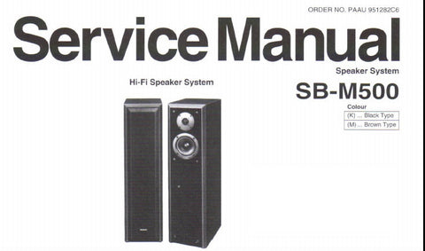 TECHNICS SB-M500 HIFI SPEAKER SYSTEM SERVICE MANUAL INC SCHEM DIAG AND PARTS LIST 10 PAGES ENG
