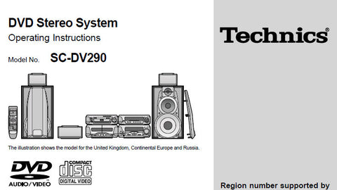 TECHNICS SC-DV290 DVD STEREO SYSTEM OPERATING INSTRUCTIONS INC CONN DIAGS AND TRSHOOT GUIDE 52 PAGES ENG