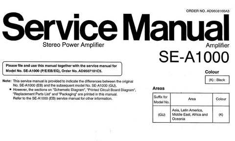 TECHNICS SE-A1000 GU SE-A1000 EB STEREO POWER AMPLIFIER SERVICE MANUAL INC CONN DIAGS BLK DIAG SCHEM DIAGS PCB'S AND PARTS LIST 45 PAGES ENG