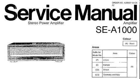 TECHNICS SE-A1000 STEREO POWER AMPLIFIER SERVICE MANUAL INC CONN DIAGS BLK DIAGS SCHEM DIAGS PCB'S AND PARTS LIST 30 PAGES ENG