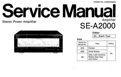 TECHNICS SE-A2000 STEREO POWER AMPLIFIER SERVICE MANUAL INC CONN DIAGS BLK DIAG SCHEM DIAGS PCB'S AND PARTS LIST 27 PAGES ENG