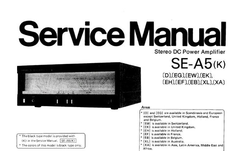 TECHNICS SE-A5 SE-A5K STEREO DC POWER AMPLIFIER SERVICE MANUAL INC BLK DIAG SCHEM DIAGS PCB'S AND PARTS LIST 21 PAGES ENG