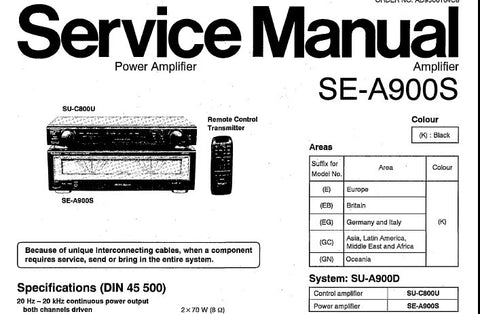 TECHNICS SE-A900S STEREO POWER AMPLIFIER SERVICE MANUAL INC BLK DIAG CONN DIAGS WIRING DIAG SCHEM DIAGS PCB'S AND PARTS LIST 36 PAGES ENG