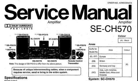 TECHNICS SE-CH570 STEREO AMPLIFIER SERVICE MANUAL INC CONN DIAGS SCHEM DIAGS PCB'S WIRING CONN DIAG BLK DIAG AND PARTS LIST 35 PAGES ENG