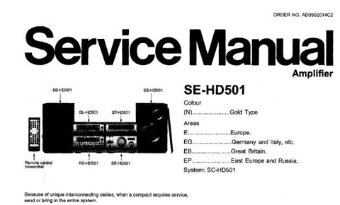 TECHNICS SE-HD501 STEREO AMPLIFIER SERVICE MANUAL INC CONN DIAGS SCHEM DIAGS PCB'S WIRING CONN DIAG BLK DIAG AND PARTS LIST 28 PAGES ENG