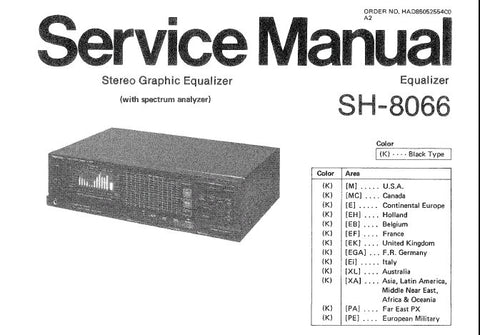 TECHNICS SH-8066 STEREO GRAPHIC EQUALIZER SERVICE MANUAL INC CONN DIAG SCHEM DIAGS PCB'S BLK DIAGS AND PARTS LIST 24 PAGES ENG