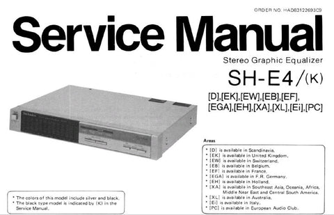 TECHNICS SH-E4 SH-E4 (K) STEREO GRAPHIC EQUALIZER SERVICE MANUAL INC CONN DIAGS SCHEM DIAGS PCB'S WIRING CONN DIAG BLK DIAG AND PARTS LIST 22 PAGES ENG