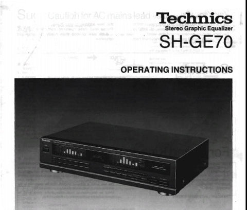 TECHNICS SH-GE70 STEREO GRAPHIC EQUALIZER OPERATING INSTRUCTIONS INC CONN DIAGS AND TRSHOOT GUIDE 12 PAGES ENG