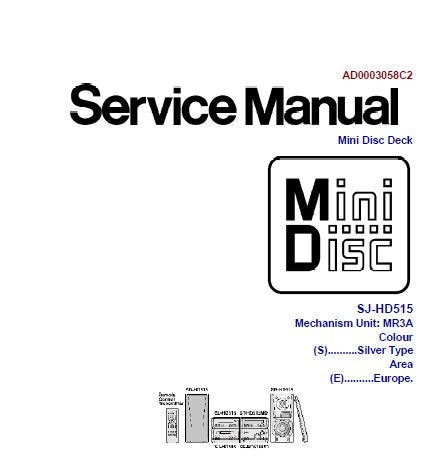 TECHNICS SJ-HD515 MINI DISC DECK SERVICE MANUAL INC PARTS LIST 46 PAGES ENG