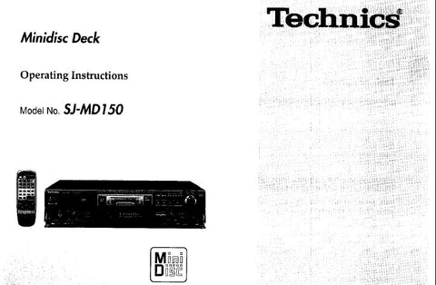 TECHNICS SJ-MD150 MINIDISC DECK OPERATING INSTRUCTIONS INC CONN DIAG AND TRSHOOT GUIDE 32 PAGES ENG