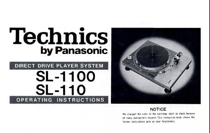 TECHNICS SL-110 SL-1100 DIRECT DRIVE PLAYER SYSTEM OPERATING INSTRUCTIONS 6 PAGES ENG