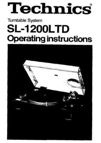 TECHNICS SL-1200LTD DIRECT DRIVE TURNTABLE SYSTEM OPERATING INSTRUCTIONS 10 PAGES ENG