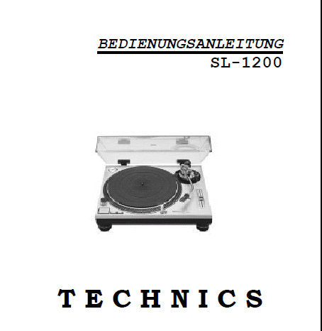 TECHNICS SL-1200MK2 SL1210MK2 PLATTENSPIELER BEDIENUNGSANLEITUNG 9 SEITE DEUT