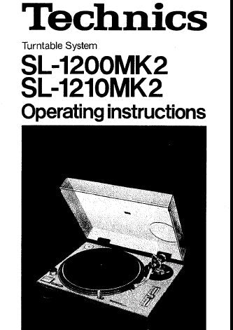 TECHNICS SL-1210MK2 SL-1200MK2 TURNTABLE SYSTEM OPERATING INSTRUCTIONS 9 PAGES ENG