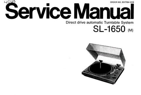 TECHNICS SL-1650 DIRECT DRIVE AUTOMATIC TURNTABLE SYSTEM SERVICE MANUAL INC BLK DIAG SCHEM DIAG PCB AND PARTS LIST 12 PAGES ENG