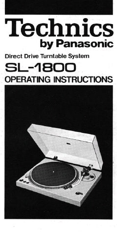 TECHNICS SL-1800 DIRECT DRIVE TURNTABLE SYSTEM OPERATING INSTRUCTIONS 8 PAGES ENG