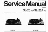 TECHNICS SL-20 SL-20A FREQUENCY GENERATOR SERVO TURNTABLE SERVICE MANUAL INC SCHEM DIAG PCB'S TRSHOOT GUIDE AND PARTS LIST 12 PAGES ENG