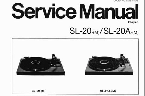 TECHNICS SL-20 SL-20A FREQUENCY GENERATOR SERVO TURNTABLE SERVICE MANUAL INC SCHEM DIAG PCB'S TRSHOOT GUIDE AND PARTS LIST 12 PAGES ENG