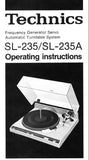 TECHNICS SL-235 SL-235A FREQUENCY GENERATOR SERVO AUTOMATIC TURNTABLE SYSTEM OPERATING INSTRUCTIONS 12 PAGES ENG