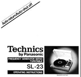 TECHNICS SL-23 AUTO RETURN AUTO SHUT OFF FREQUENCY GENERATOR SERVO TURNTABLE OPERATING INSTRUCTIONS 9 PAGES ENG