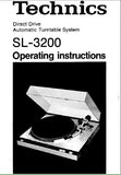 TECHNICS SL-3200 DIRECT DRIVE AUTOMATIC TURNTABLE OPERATING INSTRUCTIONS 12 PAGES ENG