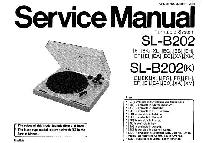 TECHNICS SL-B202 SL-B202(K) TURNTABLE SYSTEM SERVICE MANUAL INC SCHEM DIAG PCB'S AND PARTS LIST 17 PAGES ENG DEUT FRANC ESP