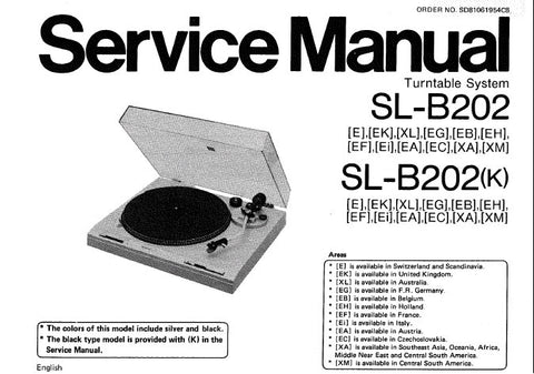 TECHNICS SL-B202 SL-B202(K) TURNTABLE SYSTEM SERVICE MANUAL INC SCHEM DIAG PCB'S AND PARTS LIST 17 PAGES ENG DEUT FRANC ESP
