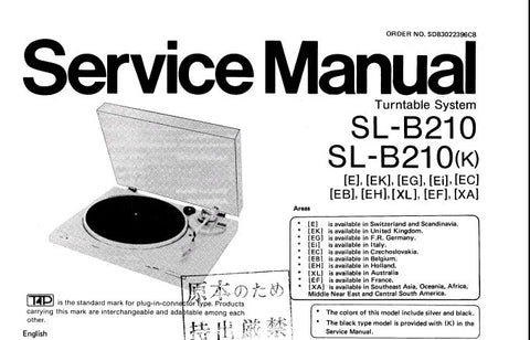 TECHNICS SL-B210 SL-B210(K) TURNTABLE SYSTEM SERVICE MANUAL INC SCHEM DIAG PCB'S AND PARTS LIST 15 PAGES ENG DEUT FRANC ESP