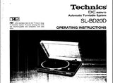 TECHNICS SL-BD20D TURNTABLE SYSTEM OPERATING INSTRUCTIONS INC CONN DIAG AND TRSHOOT GUIDE 8 PAGES ENG