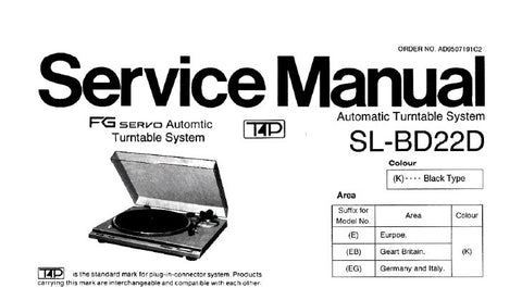 TECHNICS SL-BD2D FG SERVO AUTOMATIC TURNTABLE SYSTEM SERVICE MANUAL CONN DIAG TRSHOOT GUIDE BLK DIAG SCHEM DIAG PCB'S AND PARTS LIST 16 PAGES ENG