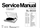 TECHNICS SL-BD22 FG SERVO AUTOMATIC TURNTABLE SYSTEM SERVICE MANUAL BLK DIAG SCHEM DIAG PCB'S TRSHOOT GUIDE AND PARTS LIST 16 PAGES ENG