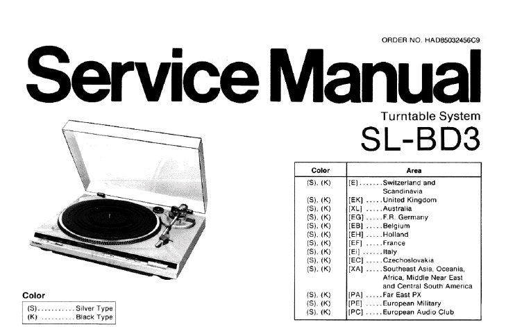TECHNICS SL-BD3 TURNTABLE SYSTEM SERVICE MANUAL INC TRSHOOT GUIDE BLK DIAG SCHEM DIAG PCB'S AND PARTS LIST 16 PAGES ENG