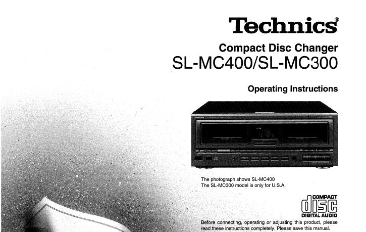 TECHNICS SL-MC300 SL-MC400 CD CHANGER OPERATING INSTRUCTIONS INC CONN DIAG AND TRSHOOT GUIDE 24 PAGES ENG