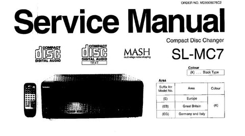 TECHNICS SL-MC7 CD CHANGER SERVICE MANUAL INC WIRING CONN DIAG BLK DIAG TRSHOOT GUIDE SCHEM DIAG PCB'S AND PARTS LIST 56 PAGES ENG