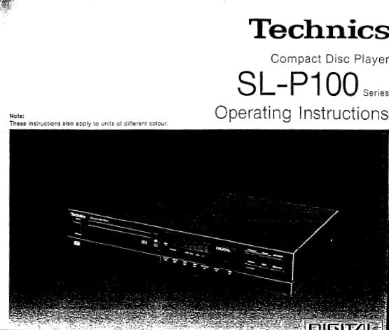 TECHNICS SL-P100 SERIES CD PLAYER OPERATING INSTRUCTIONS INC CONN DIAG AND TRSHOOT GUIDE 17 PAGES ENG
