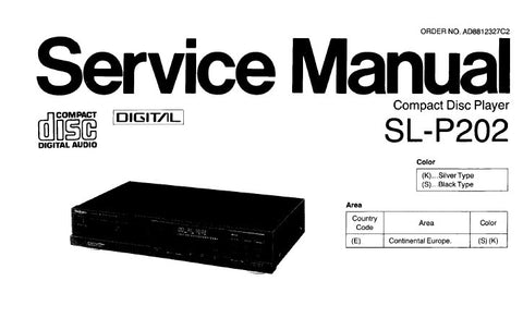 TECHNICS SL-P202 CD PLAYER SERVICE MANUAL INC CONN DIAG SCHEM DIAGS PCB'S WIRING CONN DIAG BLK DIAG TRSHOOT GUIDE AND PARTS LIST 41 PAGES ENG