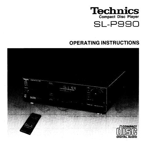 TECHNICS SL-P990 CD PLAYER OPERATING INSTRUCTIONS INC CONN DIAG AND TRSHOOT GUIDE 18 PAGES ENG