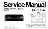 TECHNICS SL-PD647 CD CHANGER SERVICE MANUAL INC CONN DIAG BLK DIAG SCHEM DIAG PCB'S WIRING CONN DIAG AND PARTS LIST 39 PAGES ENG